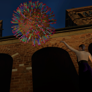 Corona und Fetthans Pirmasens vor der St.Pirmin-Kirche