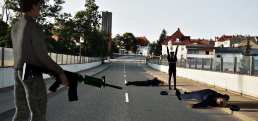 Lars-Leon trägt jetzt eine tolle Waffe 4 Der Extremist Lars-Leon schießt auf Uniformierte