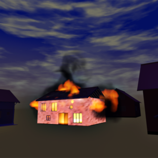 Brandstiftung: Ein Haus steht in Flammen