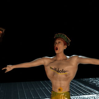 Ralleboller tanzt mit nacktem Oberkörper